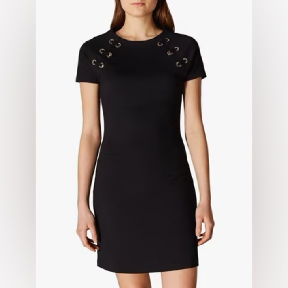 Karen Millen Eyelet Detail Bodycon Dress, Black Size 2 EUC